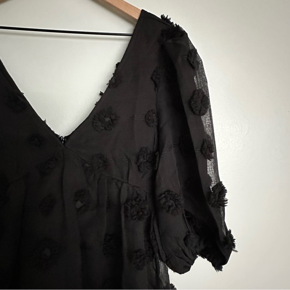 Lulus Aesthetic Darling Black Clip Dot Babydoll Mini Dress - Picture 12 of 12